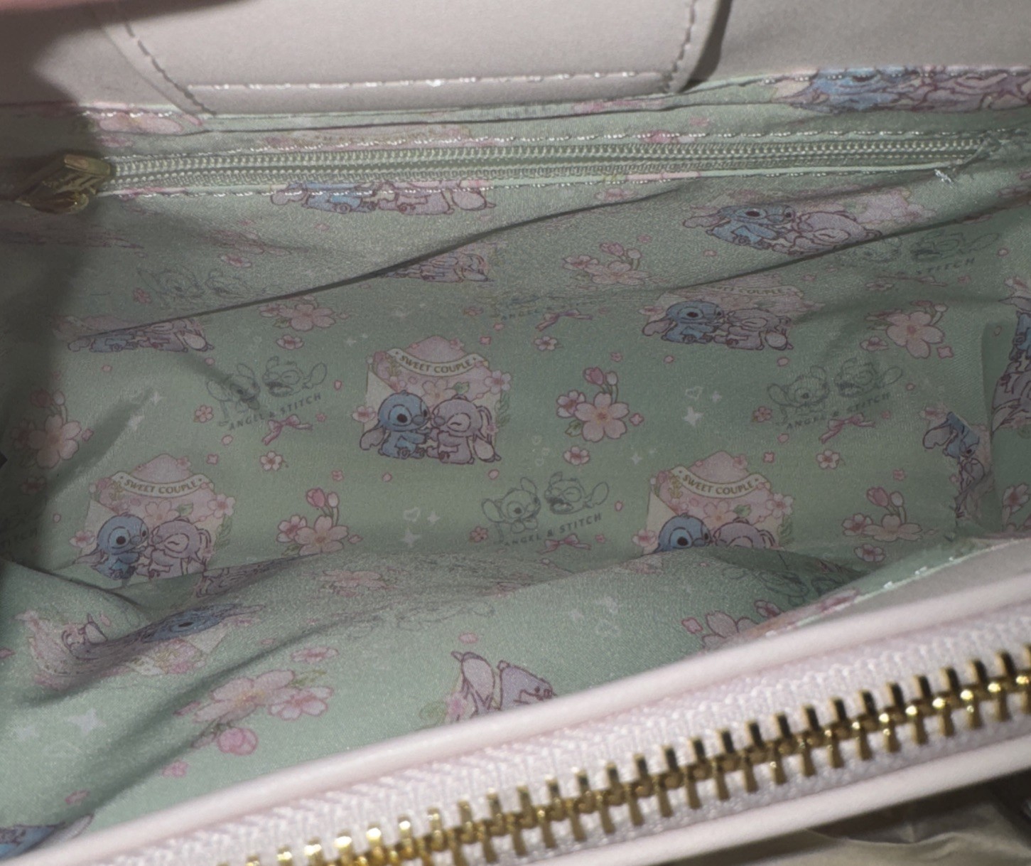 Loungefly Stitch & Angel Pink Cherry Blossom Heart Crossbody Bag NEW With Tags