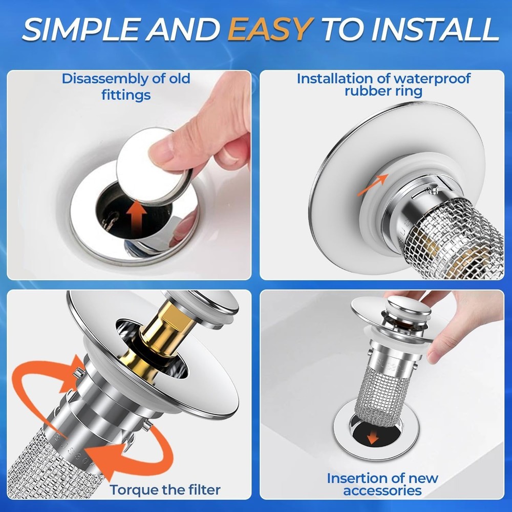 2PCS Versatile Sink Strainers with Durable Brass Core & Eco-Friendly Design