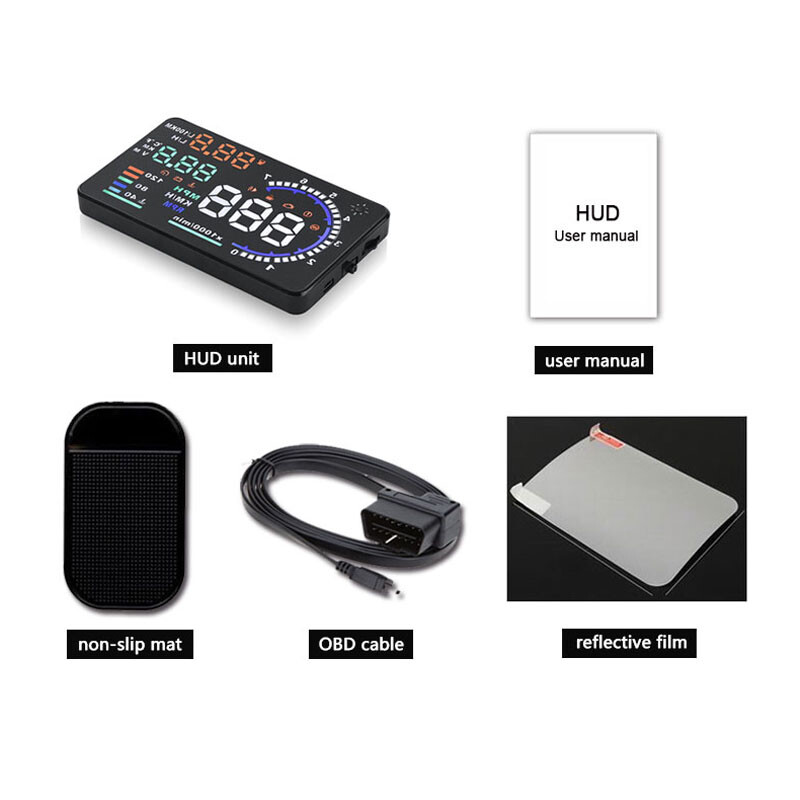Car Digital OBD2 Speedometer Head Up Display Overspeed Tired Speed Temp Warning