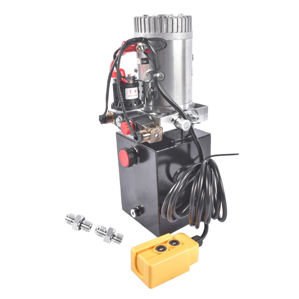 4 Quart 12V DC Double Acting Hydraulic Pump Dump Trailer Power Unit Pack 22MPA
