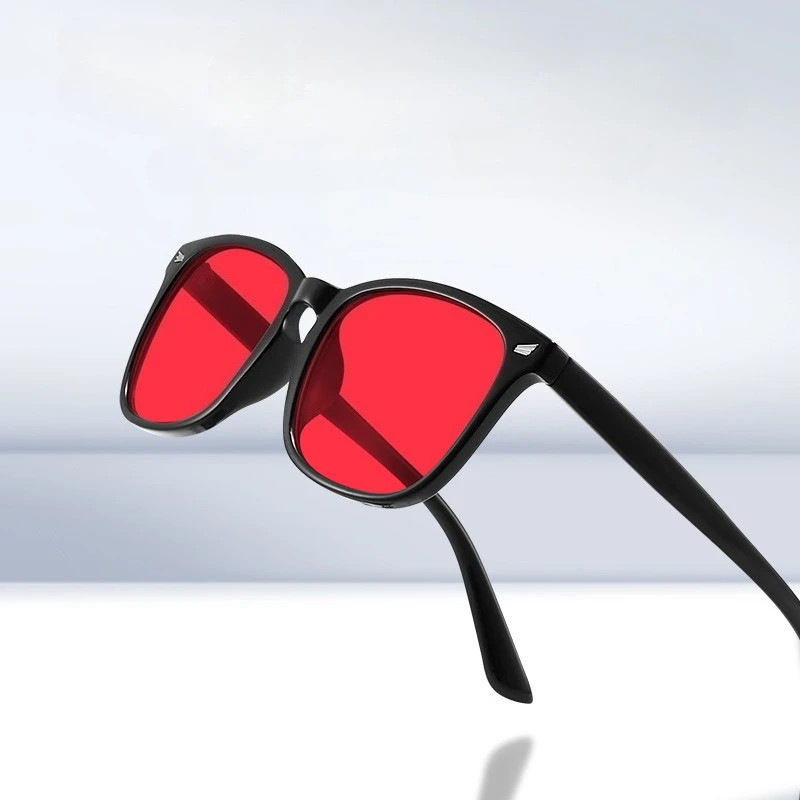 Classic Red Lens Blue Light Blocking Glasses Square Men Better Sleep.