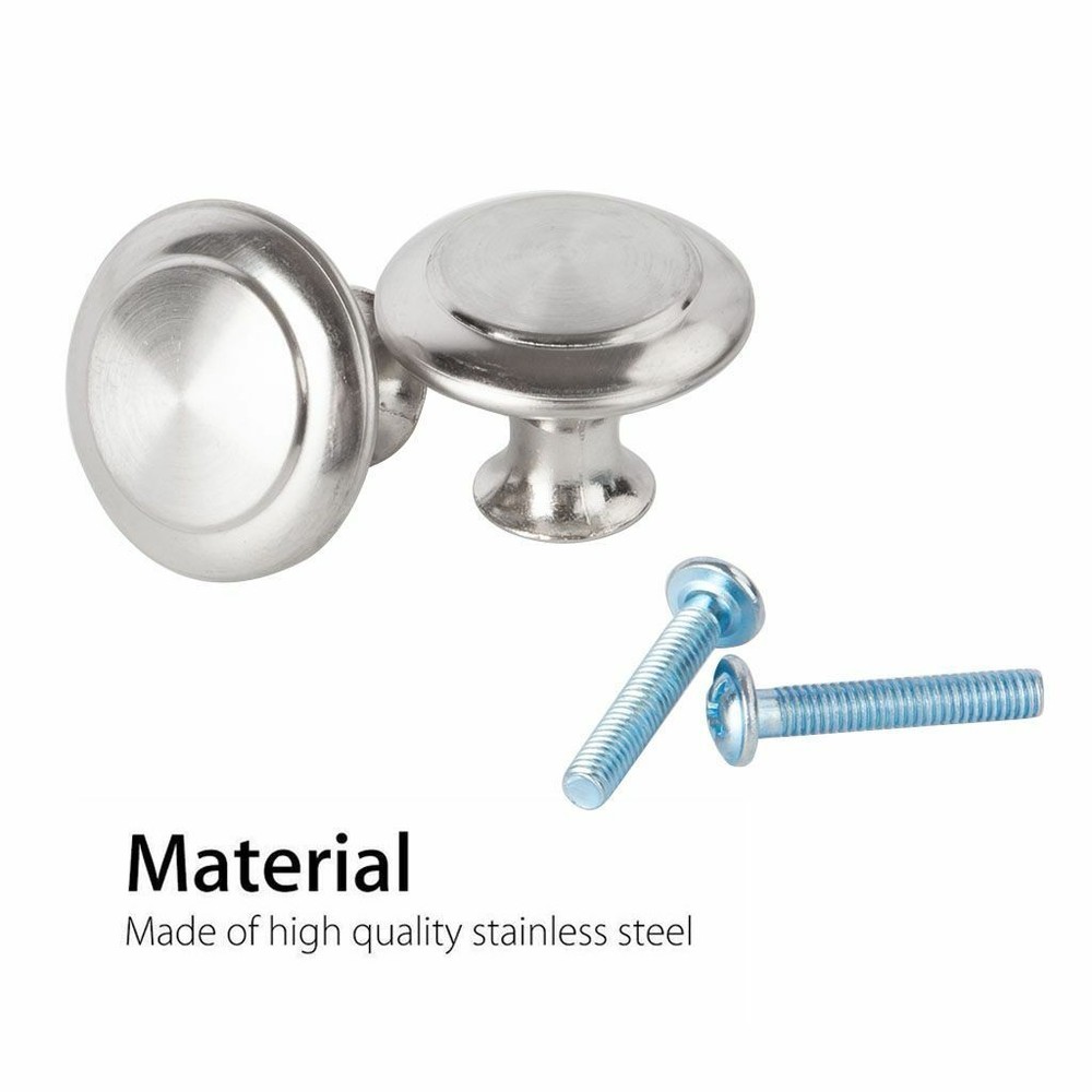 20Pcs Stainless Steel Round Kitchen Cabinet Door Handles Drawer Pulls Knobs