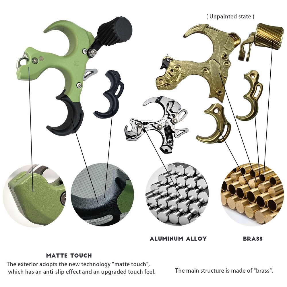 Thumb Release for Compound Bow,Copper Material Archery Release Aids,3 or 4 Fi...