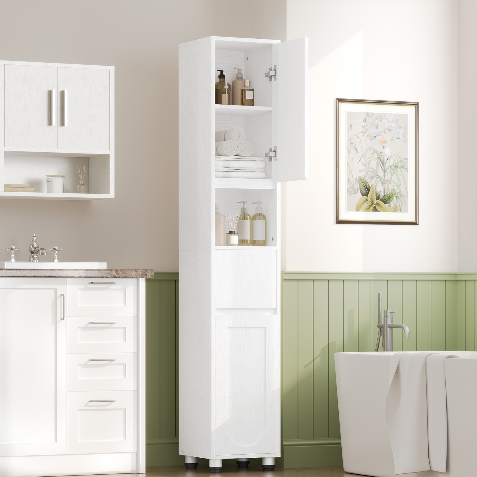 Freestanding Bathroom Cabinet Storage Organizer 11.8’’ x 11.8’’ x 66.9’’