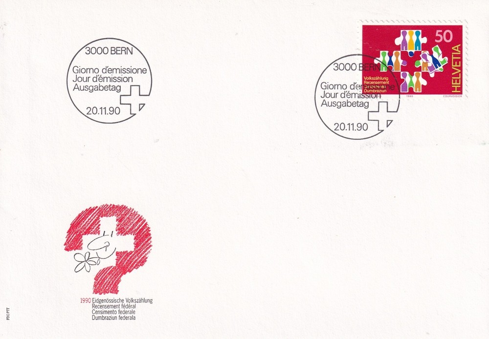 SWITZERLAND 1990 FIRST DAY COVER, NATIONAL CENSUS