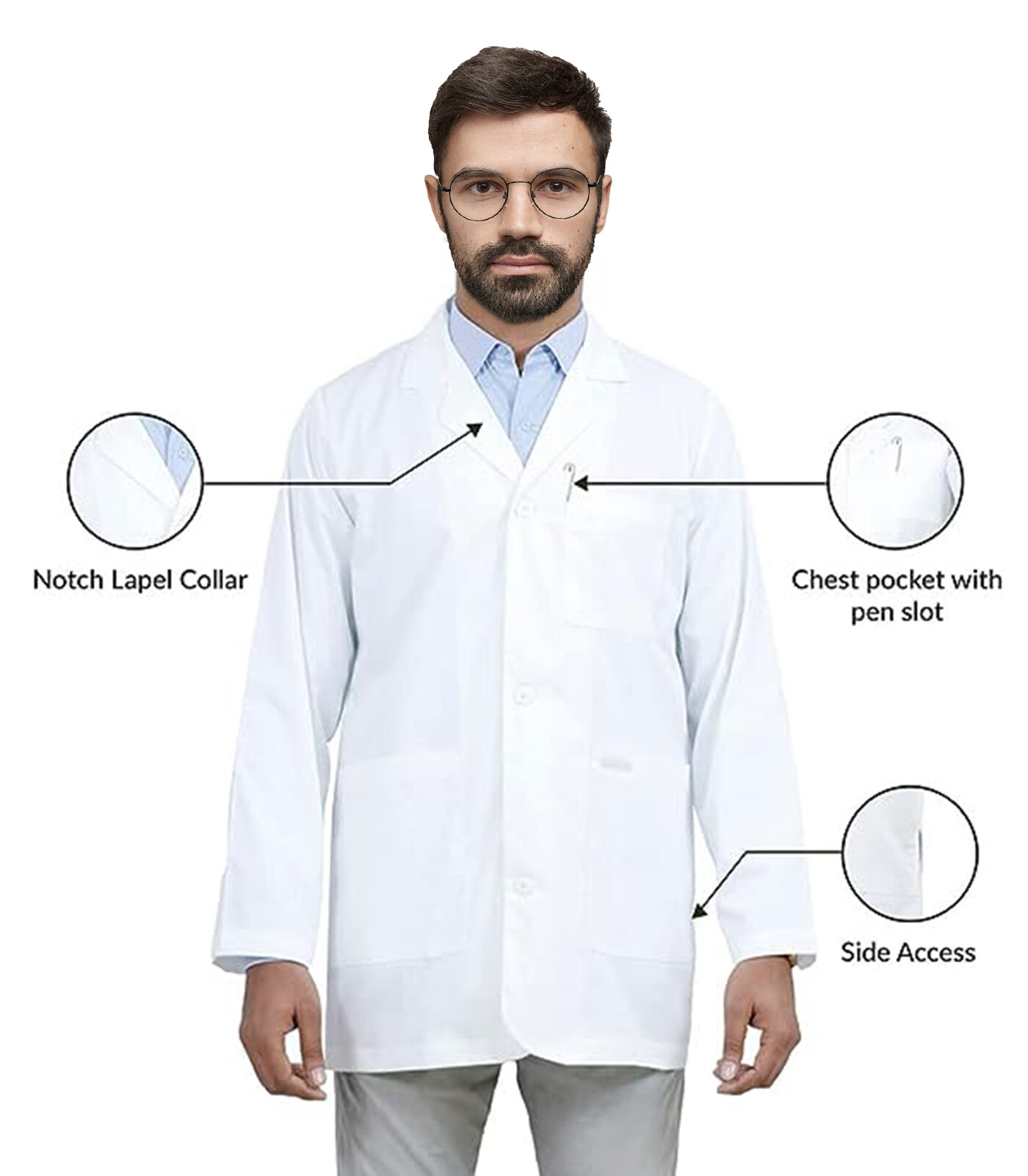 HEEDFIT Lab Coat Unisex - Classic 31" White Lab Coat 1106 FREE SHIPPING!