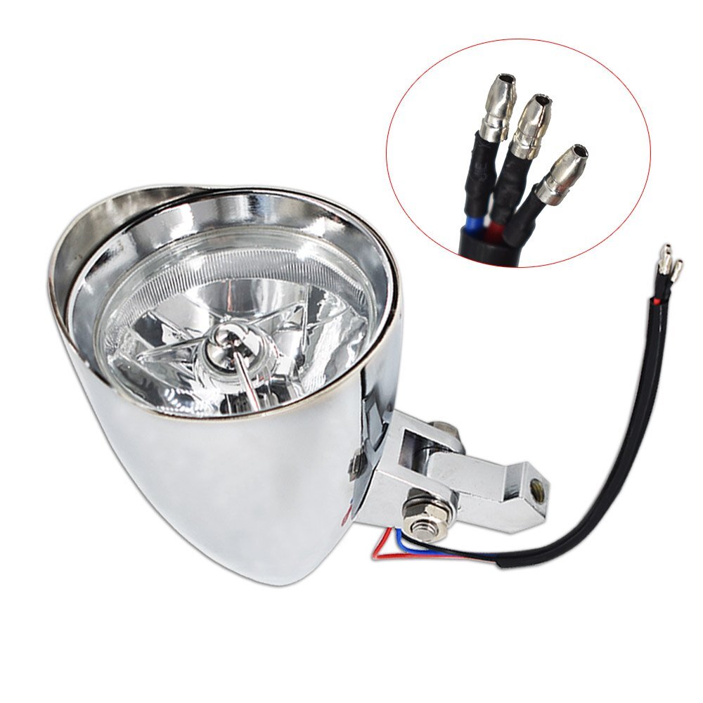 12V Motorcycle Chrome Visor Headlight Lamp For Bobber Chopper Dyna
