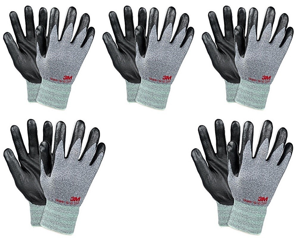 3M Nitrile Rubber Coated Work Gloves, Thin TouchScreen Washable 10 Pack Grey
