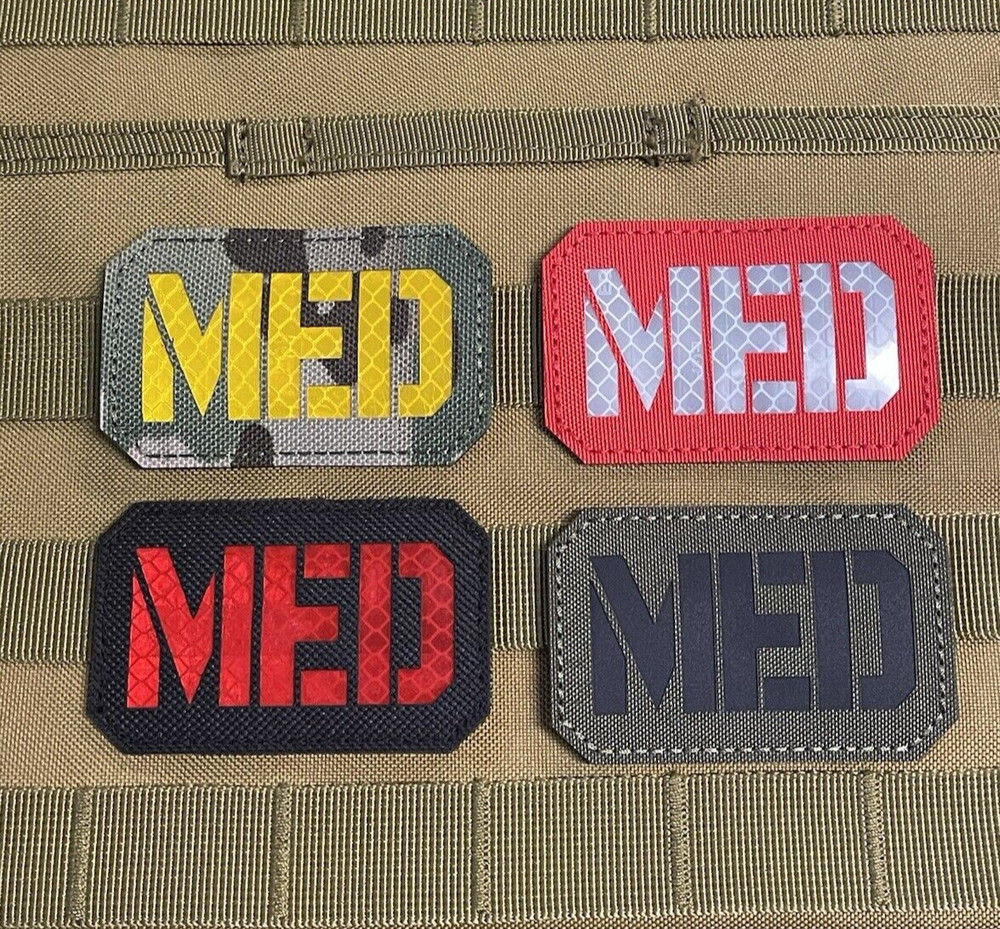 MED Medic IR Reflective Patch Paramedic EMT IFAK Hook Loop