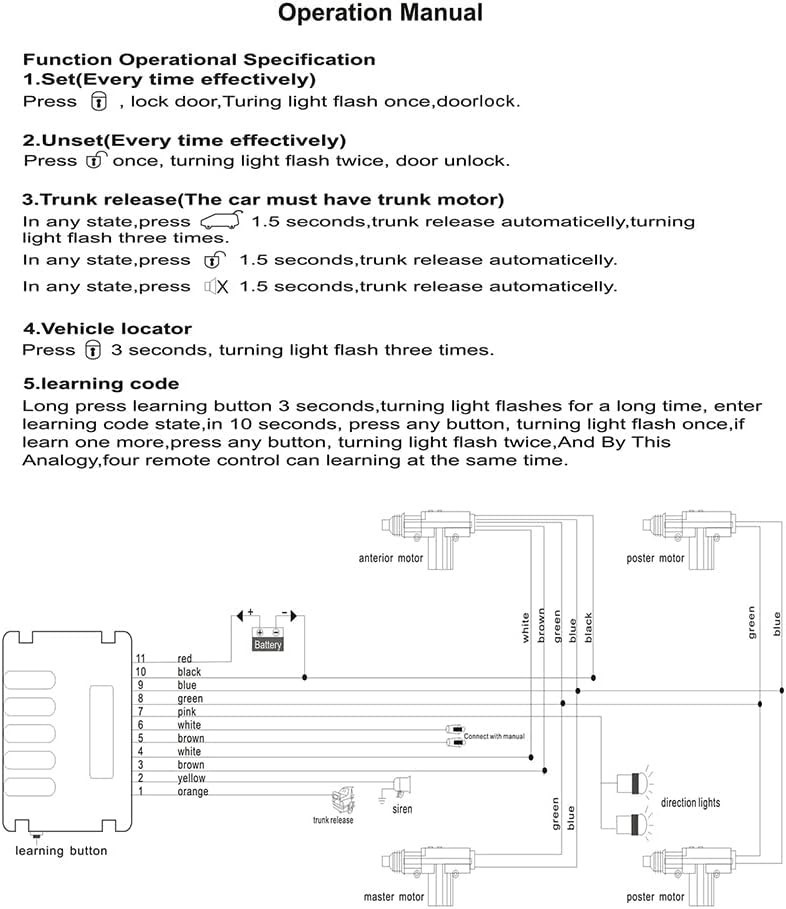 Universal Car Keyless Entry Set - 4PCS Lock Actuators with Trunk Release