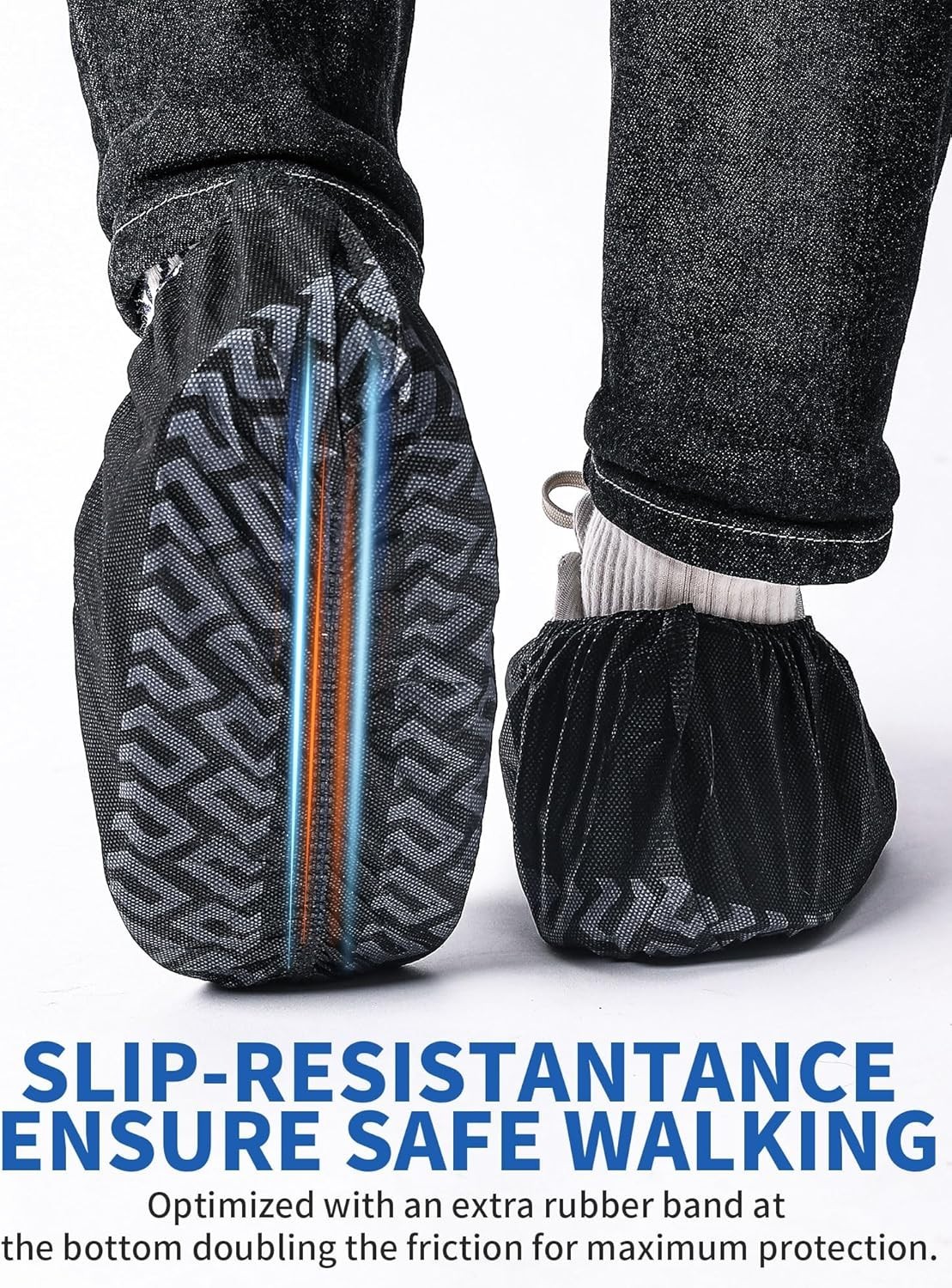 X-Large 50 Pack Shoe Covers Disposable Non-Slip Black Non-Woven Fabric Boot