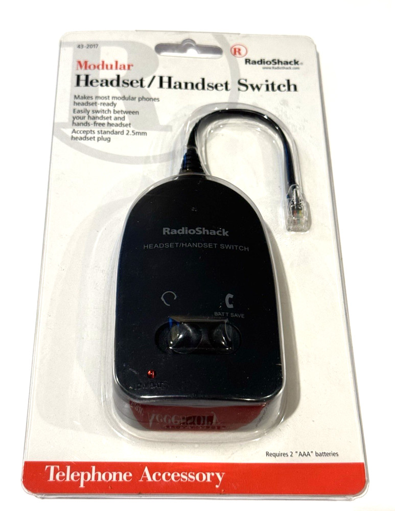Radio Shack Modular Headset Handset Switch 43-2017 Telephone Accessory Prop NOS