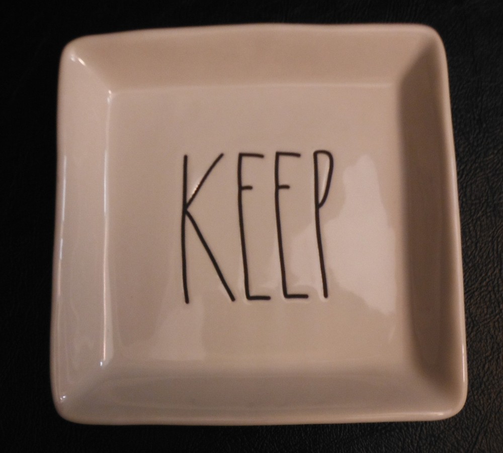 Rae Dunn Magenta KEEP trinket dish 5" NWT square