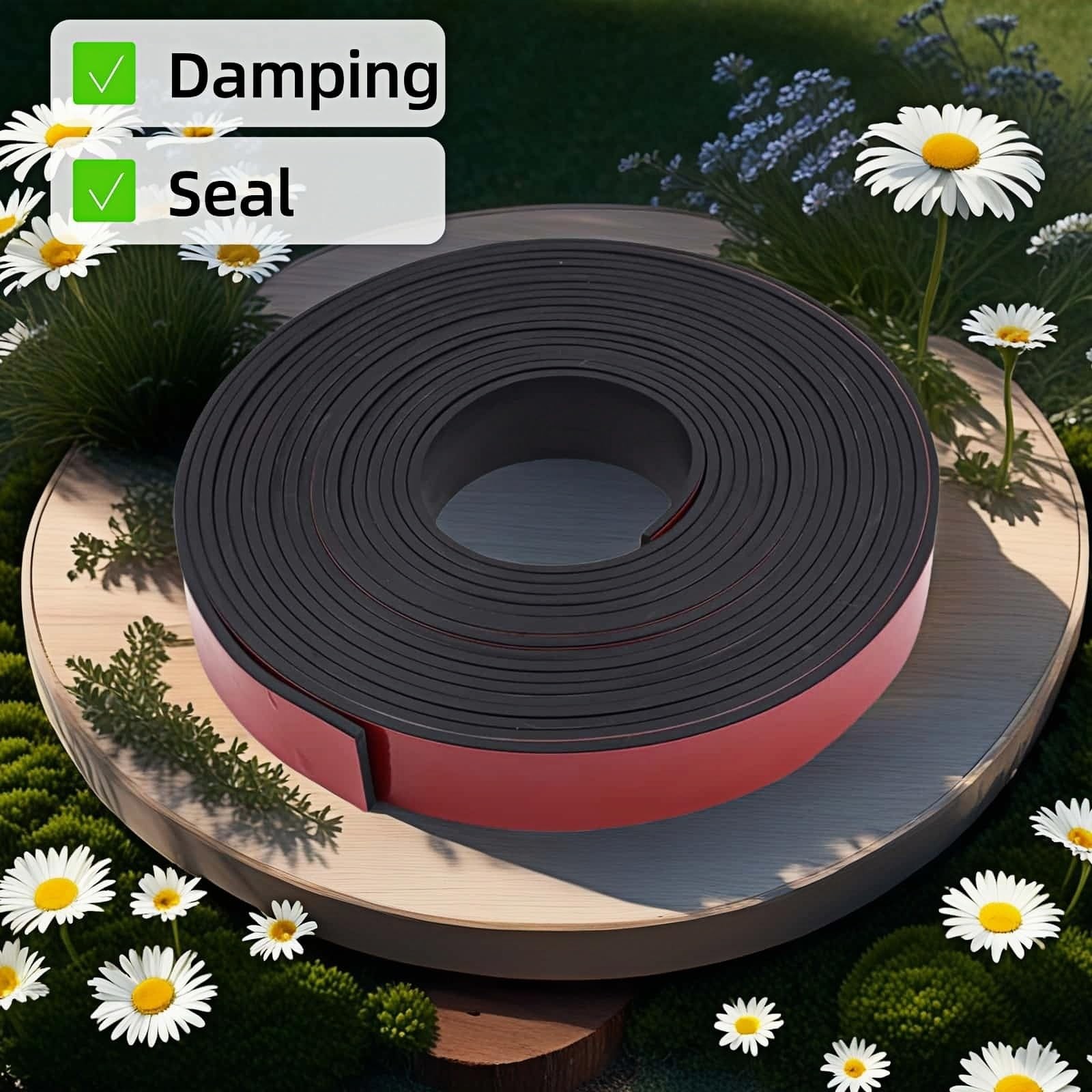 1" x 1/8" Self-Adhesive Rubber Strip Heavy Duty Weather Stripping, 10ft Black