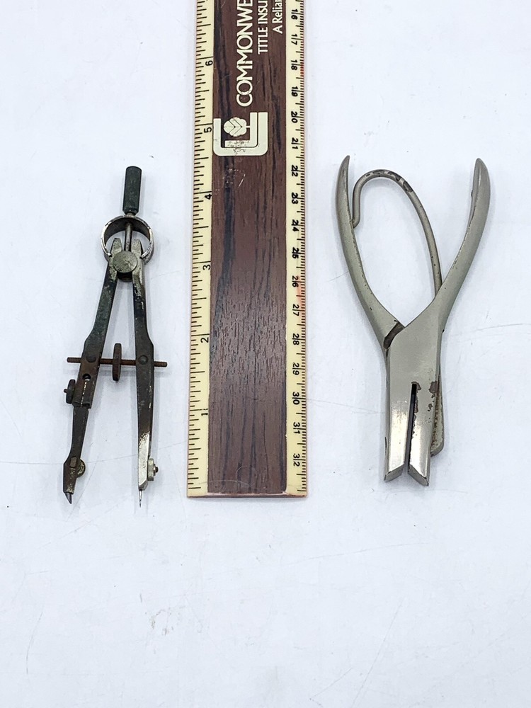 Vintage Hole Puncher & Pencil Compass Geometry Tool