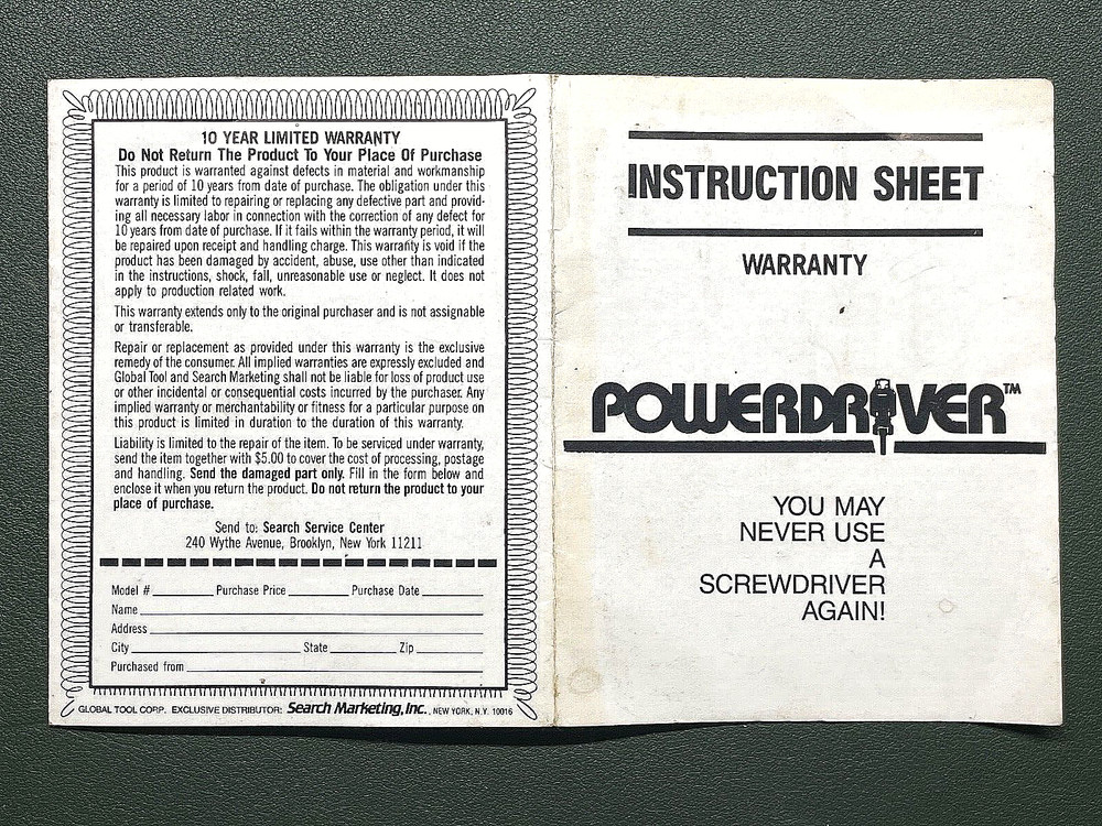 GLOBAL TOOL CORPORATION POWERDRIVER