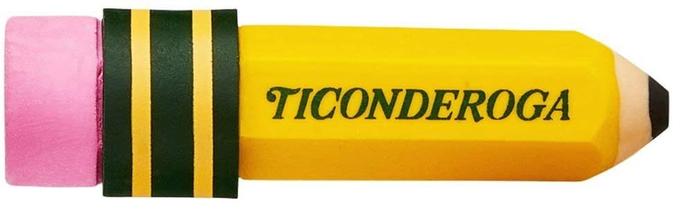 TICONDEROGA Erasers, Pencil Shaped, Latex-Free, Yellow, 1-3pak (38953)
