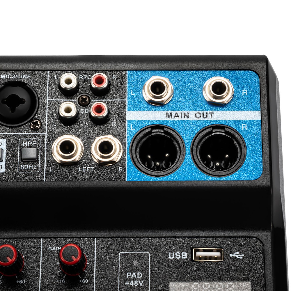 5-Channel Mixing Console Live Studio Audio DJ Mixer Sound Board USB Interface
