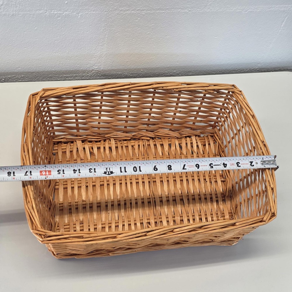 Rectangular Wicker Storage Basket Farmhouse Rustic Home Decor