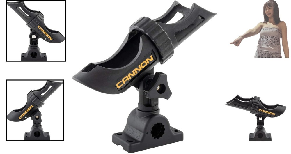 Three-Position Adjustable Rod Holder for Trolling & Downriggers – Black Plastic