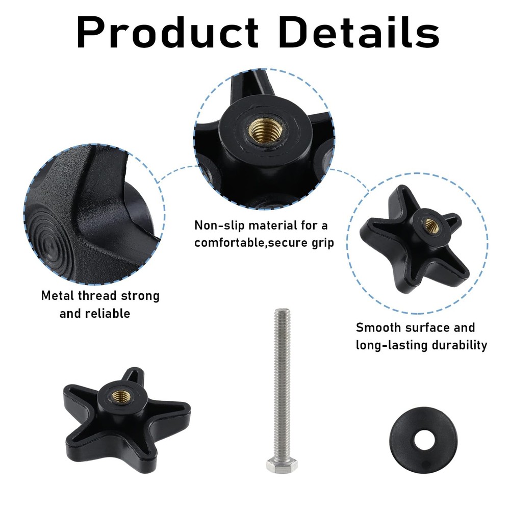 Arm Adjustment Knobs for Rollators - 4 Pack Pentagram Walker Parts