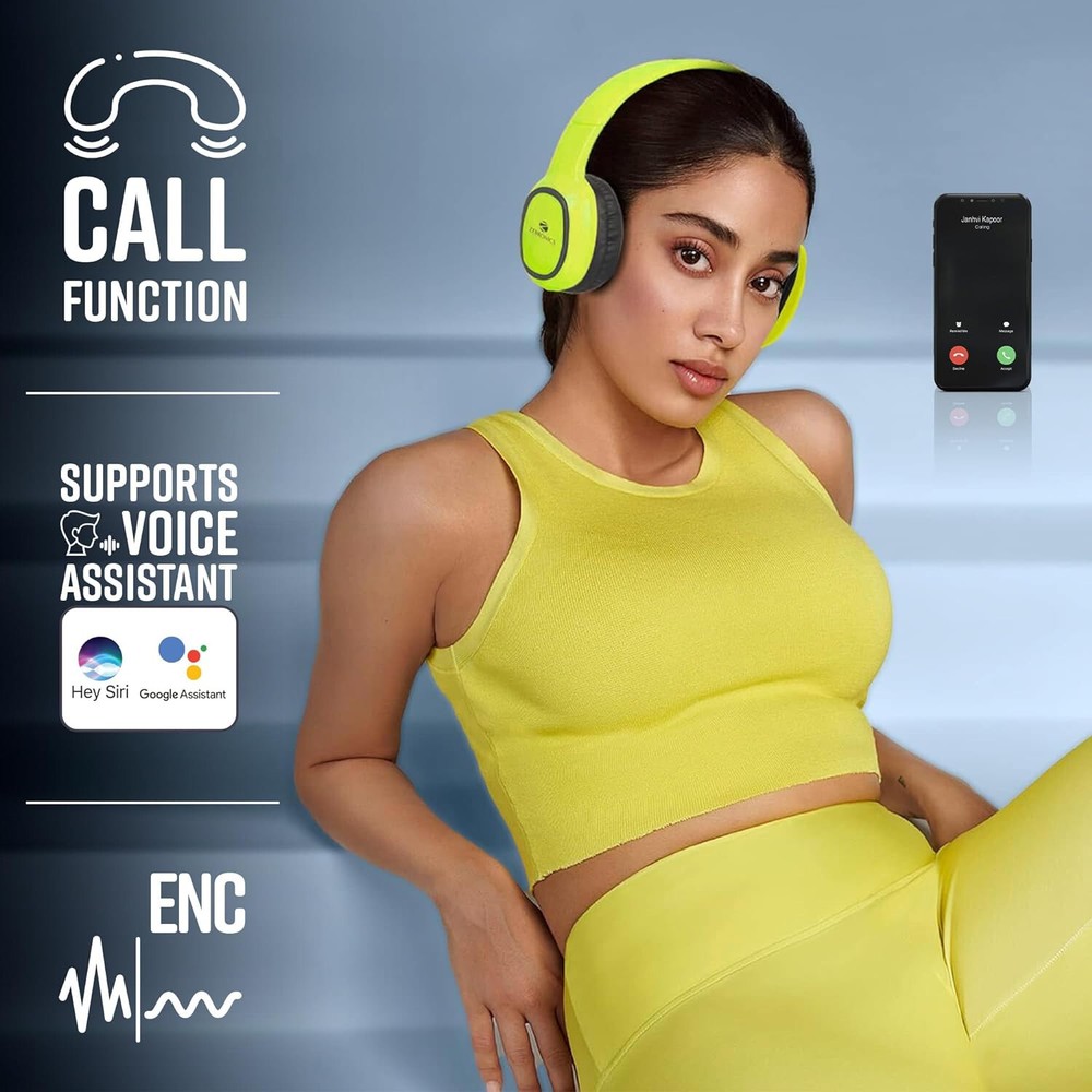 ZEBRONICS Thunder Bluetooth Wireless On Ear Headphone FM, mSD, 60hrs, Yellow,