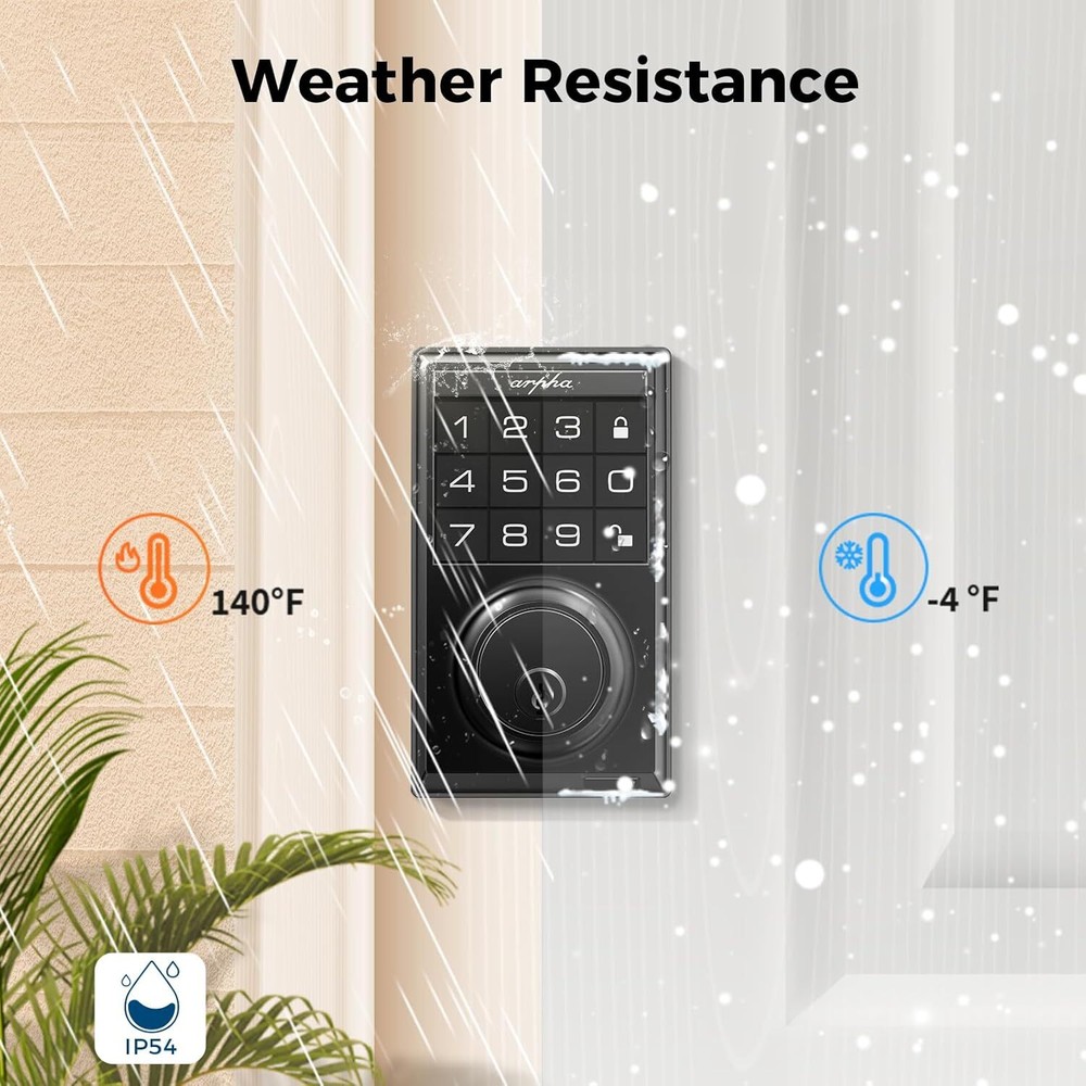 ARPHA Keyless Entry Smart Door Lock Security Keypad Deadbolt Auto Lock 50 Codes