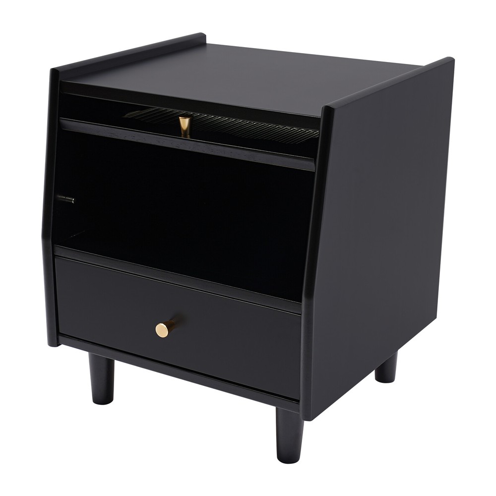 Modern Minimalist Rechargeable Multi-Functional Solid Wood Bedside Nightstands