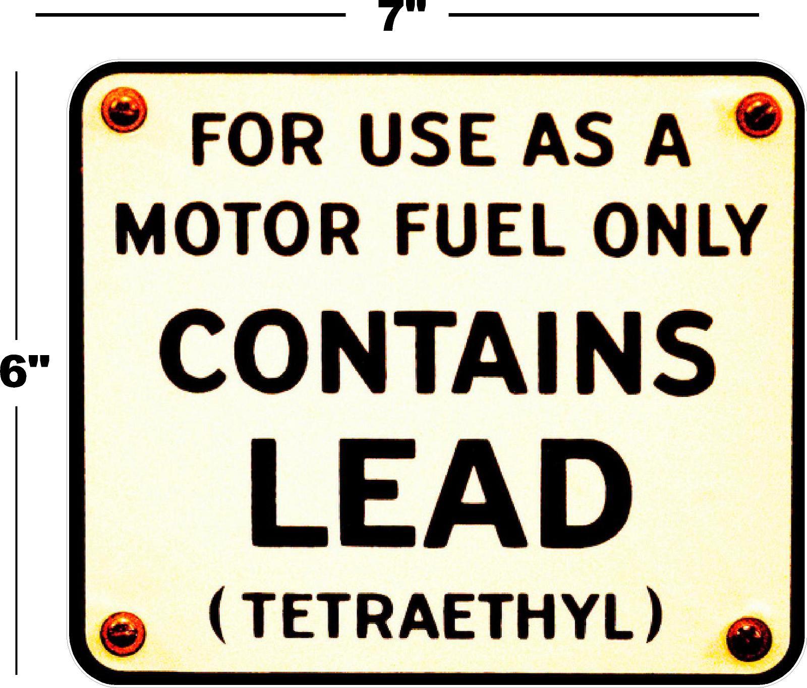 7" RUSTY CONTAINS LEAD GAS PUMP DECAL STATION GASOLINE PUMP LUBSTER TEXACO MOBIL