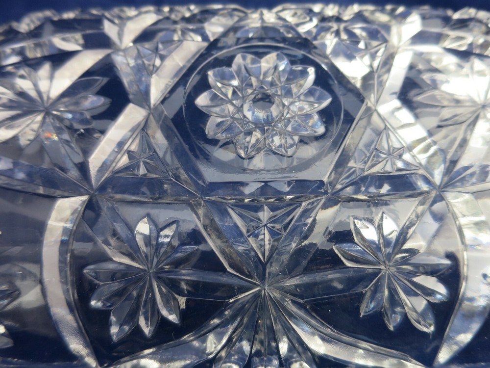 Anchor Hocking Rectangular Serving Dish Pressed Star Fan Design Prescut Glass