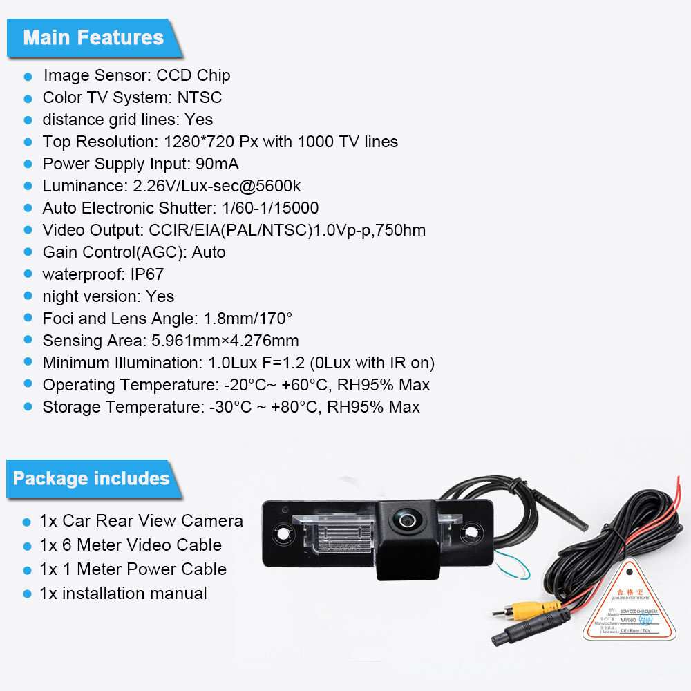 Car reverse Camera for BMW 3er E30 5er E12 E28 6er E24 7er E23 E26 63261354665
