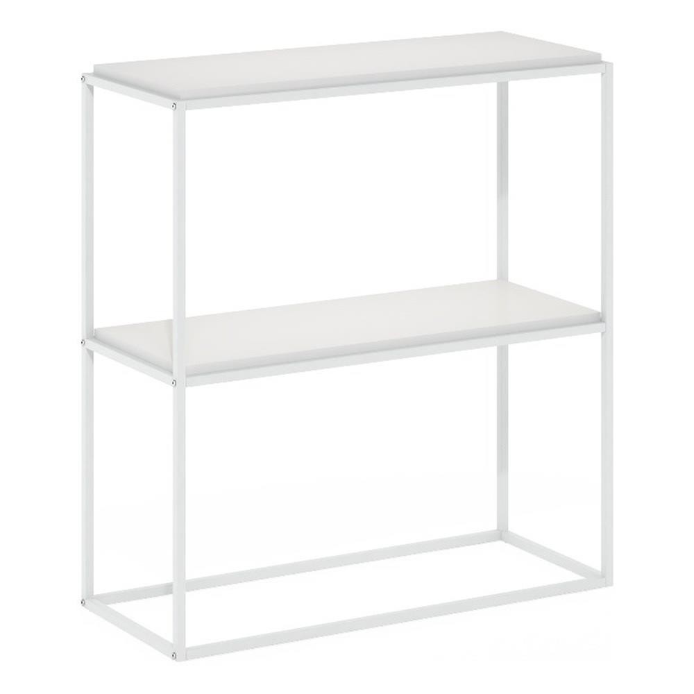 Pemberly Row Contemporary Wide Stackable Shelf in Solid White