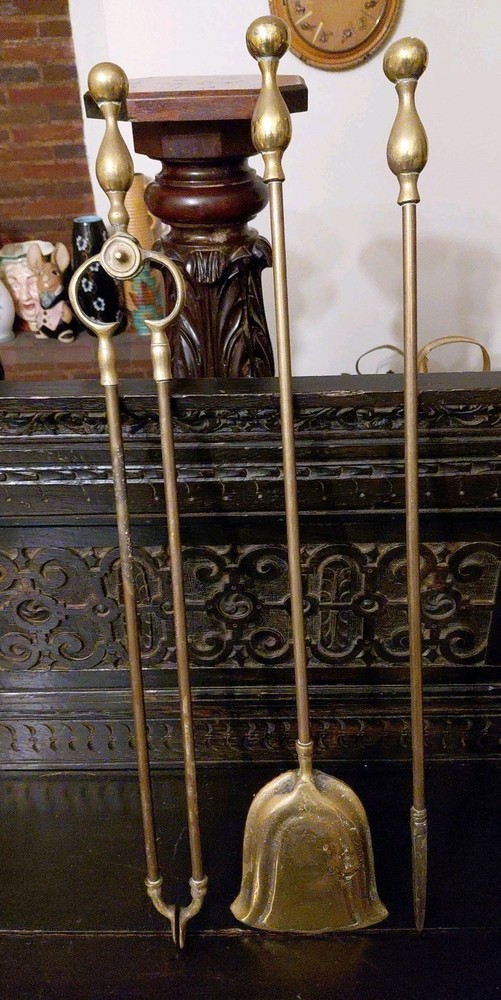 Georgian Solid Brass Fire Irons 28 Inches Length