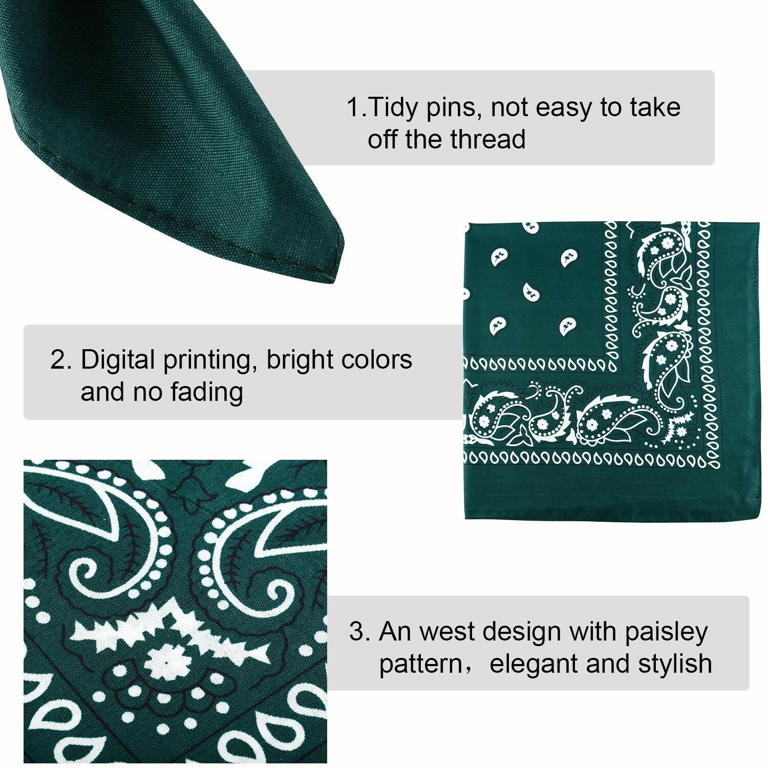 Bandana 100% Cotton Double Sided Print Paisley Cowboy Scarf Party Favor Headband