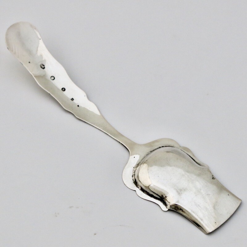 19C Antique Dutch Solid Silver Tea Caddy Sugar Shovel Spoon Server Rococo Ladle