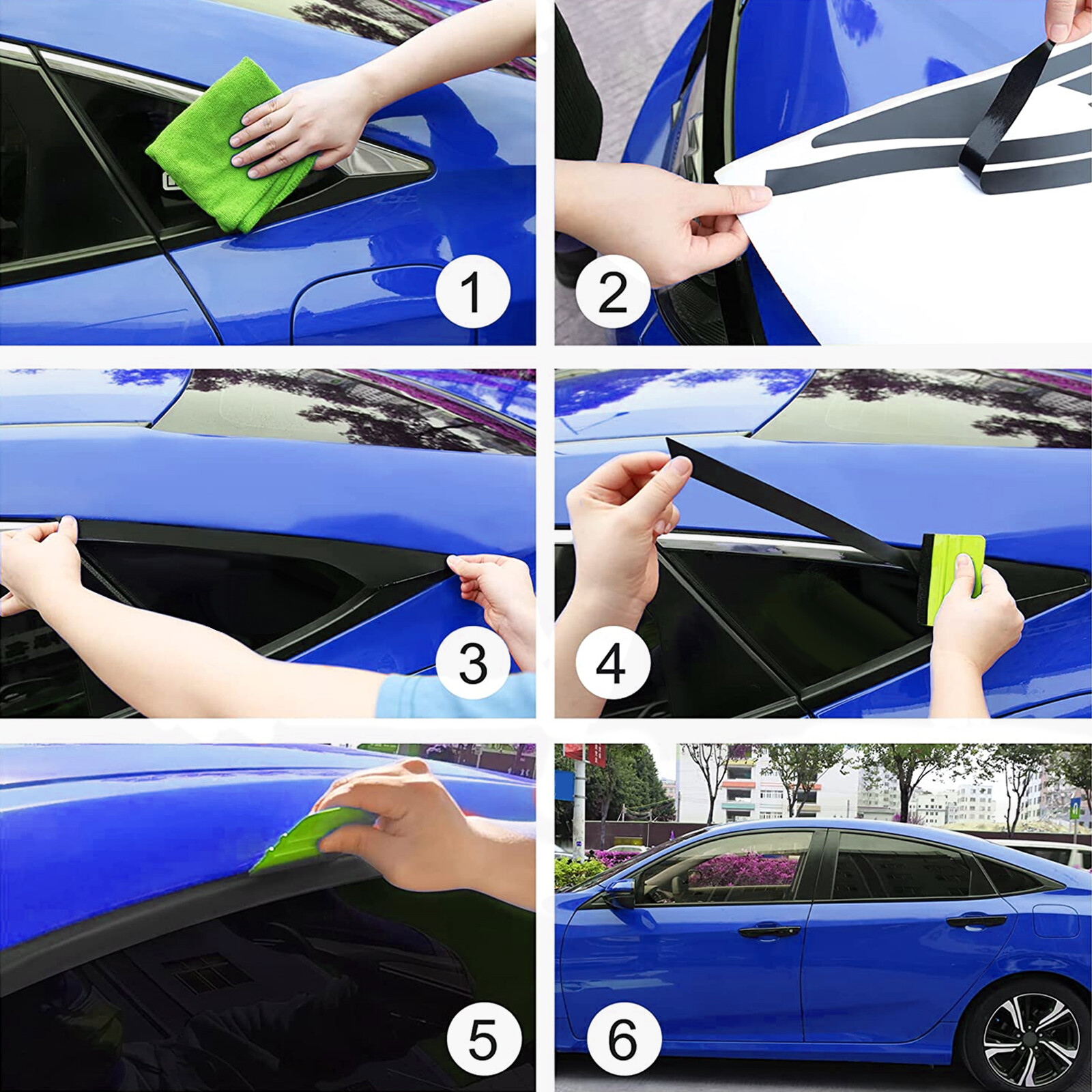 6Pcs Chrome Delete Blackout Window Trims For Honda Accord Sedan 2018-2022 Black