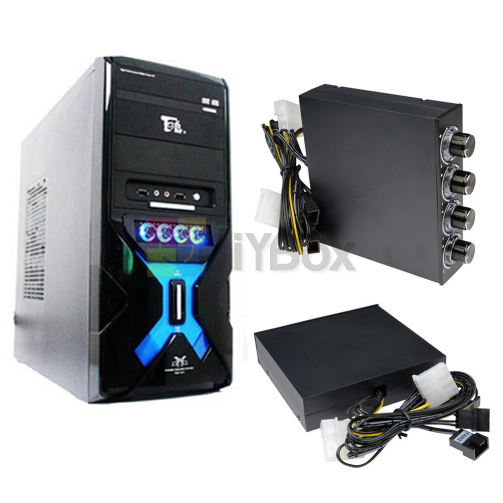 3.5" PC HDD CPU 4 CH Four Channel Fan Speed Controller Led Cooling Front Panel