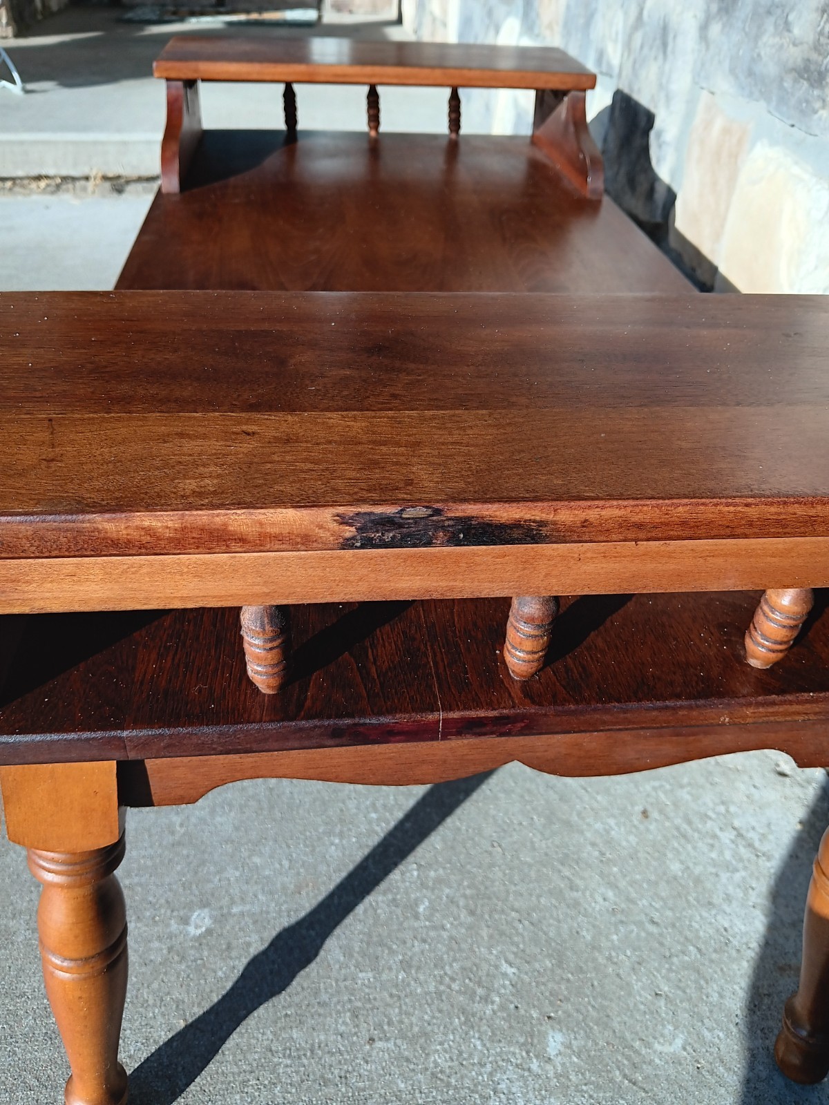 Mid Century Solid Maple 2 Sided Step Ends Coffee Table.