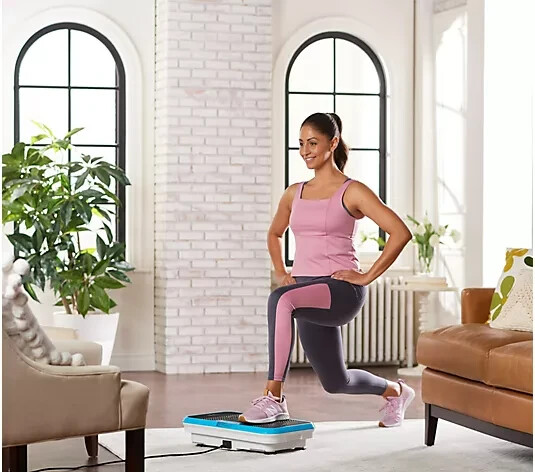 PowerFit Elite Vibration Platform Exercise Bands With Remote - Gray