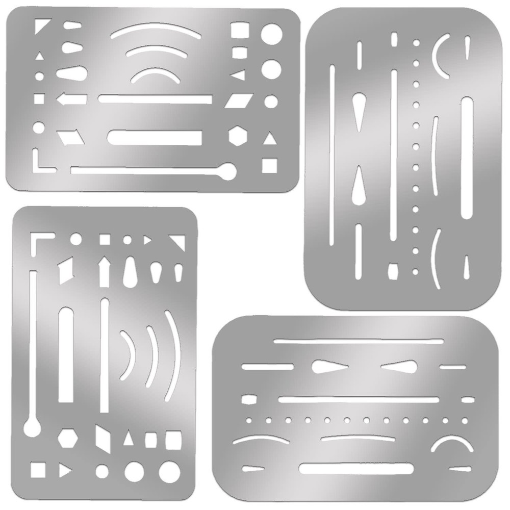 4 Pcs Erasing Shields Stainless Steel Drawing Template Shields Drafting Tools...