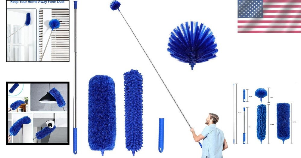 Adjustable Microfiber Duster Set for Cobweb and Ceiling Fan Cleaning - 5 Count