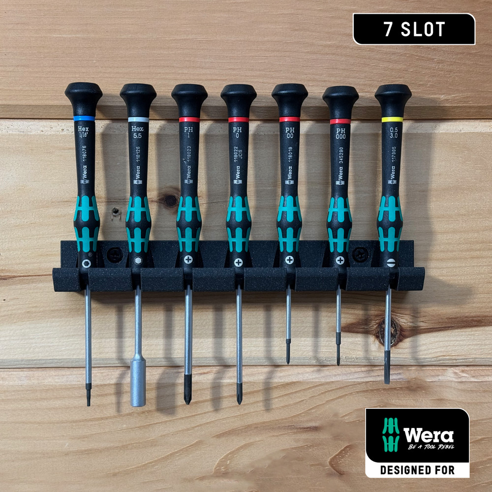 Wera Kraftform Micro Screwdriver Rack - 7 Slot Wall Mount - Includes Hardware