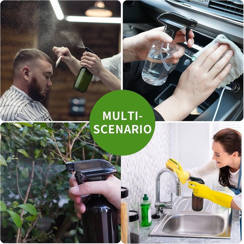 2 Pack - Leakproof Spray Bottles 10oz Adjustable Mist & Stream Refill