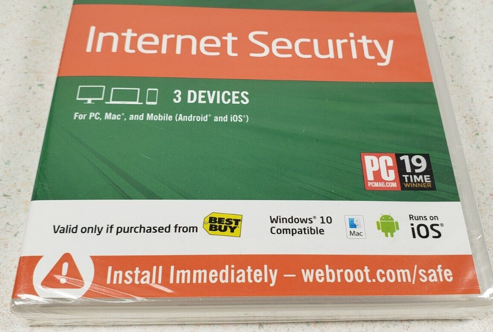 Webroot Secure Anywhere Internet Security 3 Devices New Sealed Windows Mac IOS
