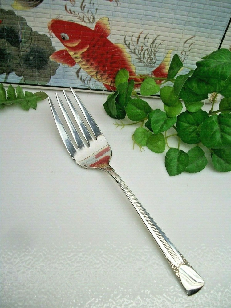 International Silver Embassy  BOUQUET  Silverplate  Cold Meat Serving Fork  1939