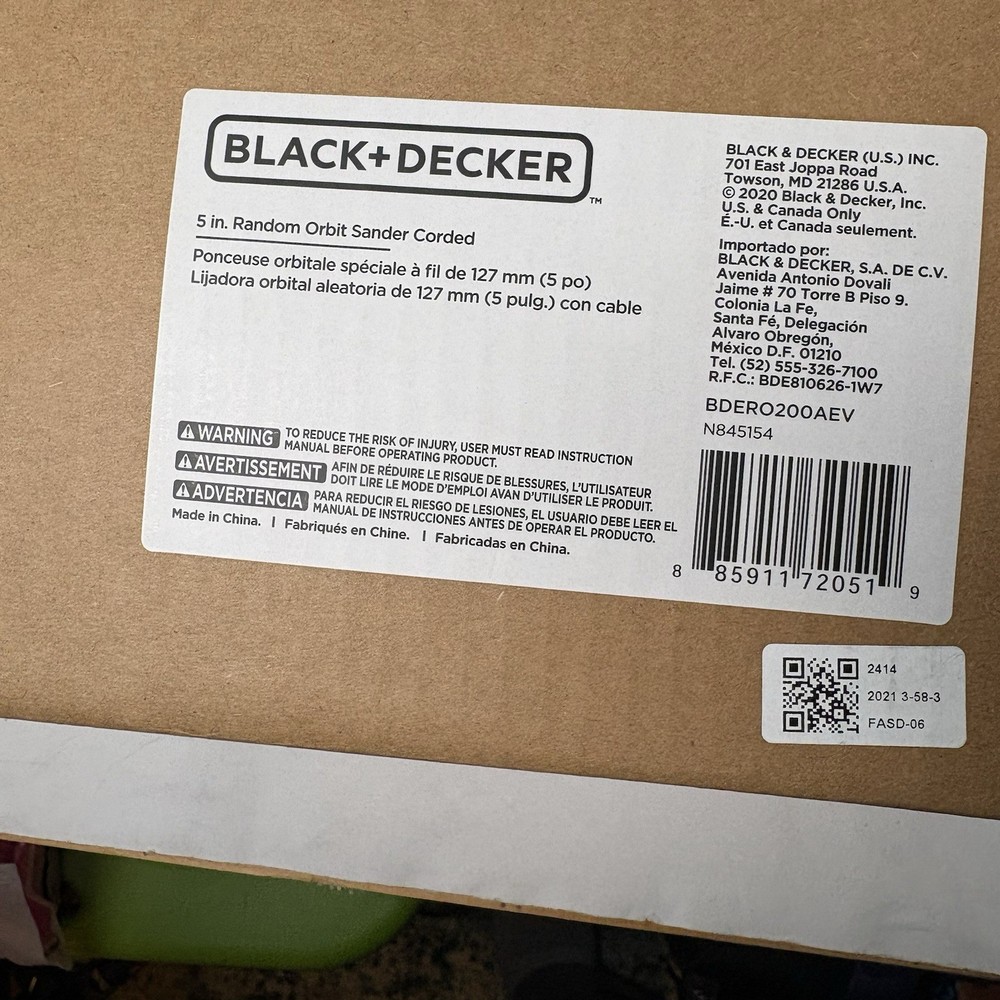 Black & Decker 5 Inch Random Orbital Sander Corded