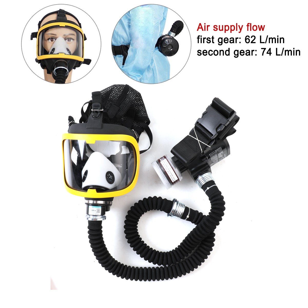 Electric Full Face Gas Mask Constant Flow Respirator Supplied Air Fed System