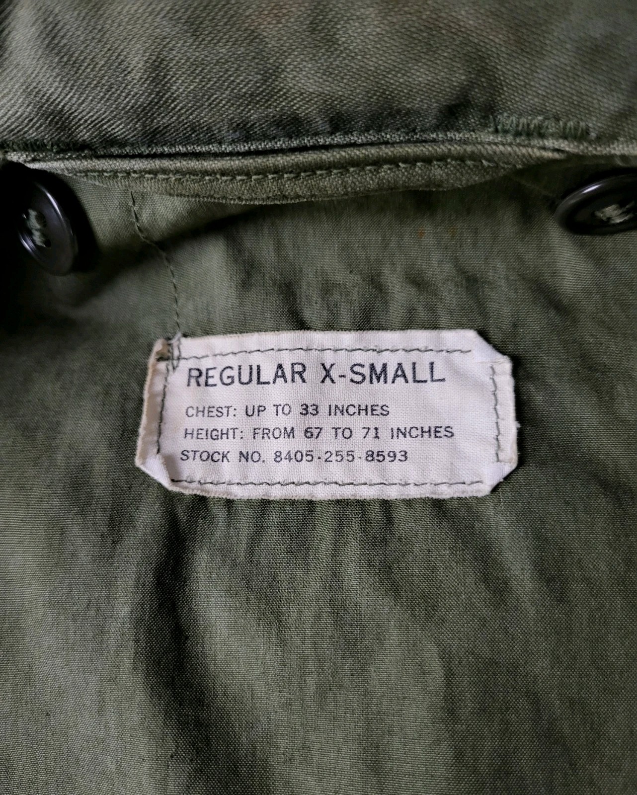 Vintage US Military OG-107 Sateen M51 Field Jacket Olive Green Regular XS 1958