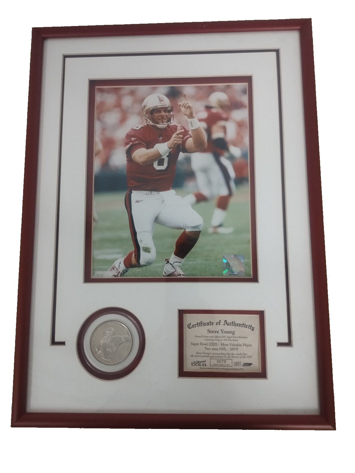 Steve Young Super Bowl XXIX MVP Coin .999 Pure Silver 2 Troy Ounce NFL BYU 49ers