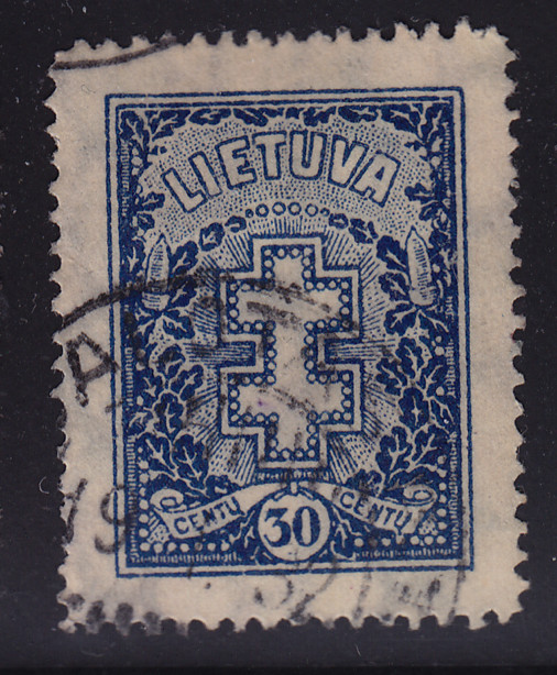 Lithuania 1926 used #239 stamp with dark black cancel